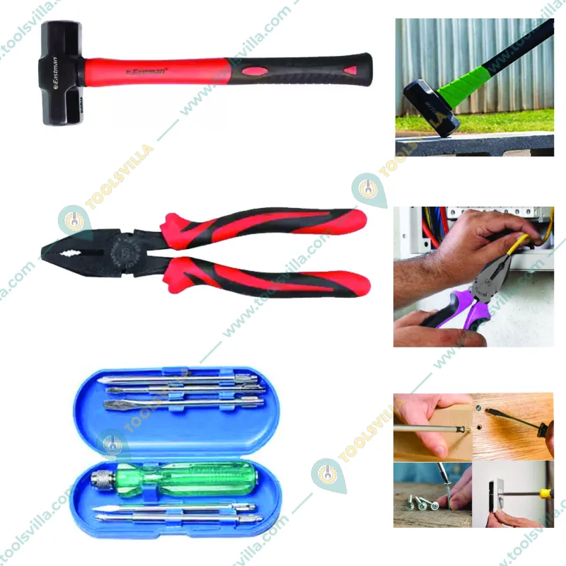 Eastman Hammer, Plier, 5 Pcs Screwdrivers Kit